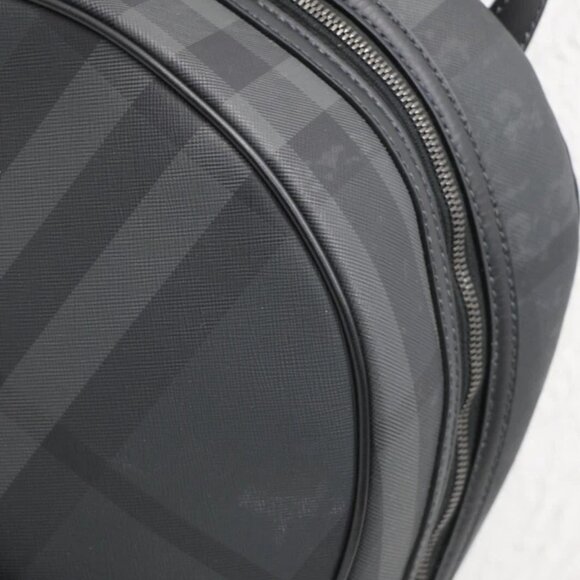 BURBERRY Rocco Charcoal Checkered E-Canvas Backpack - Picture 11 of 16